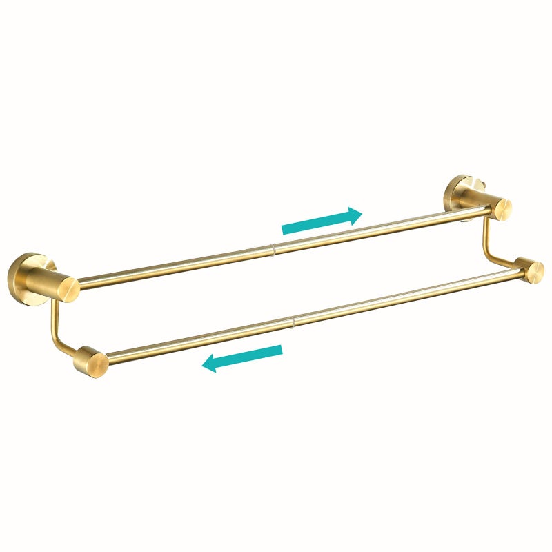 BATHSIR Adjustable Brushed Gold Double Bath Towel Bar,14.56-27.55 Inches Wall Mount Towel Rack for Bathroom, SUS304 Stainless Steel Towel Holder Hanger - Image 1